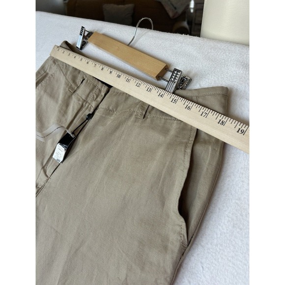 Talbots Pants NWT size 14 Khaki Heritage Flat Front Straight Leg linen blend - Picture 3 of 9